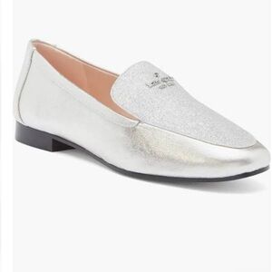 KATE SPADE CITY LIGHTS LEATHER LOAFERS SILVER NWT SZ 8